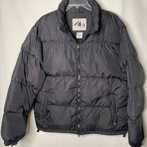 Black puffy feather down filled bomber jacket